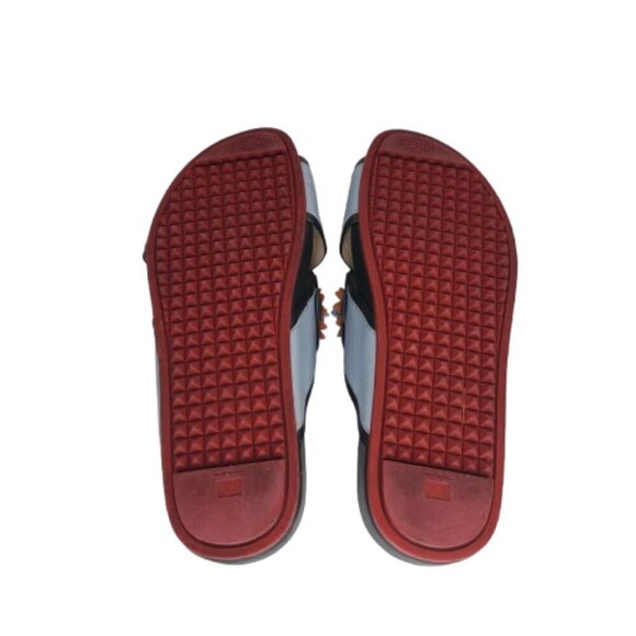 Fendi Flowerland Leather Crisscross Slides Sandals - Picture 6 of 8